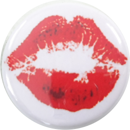 Kuss Mund - sweet lips Button weiss - zum Schließen ins Bild klicken